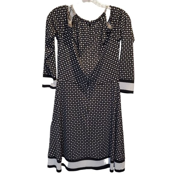 Michael Kors Stretch No Wrinkle Black White Polka Dot Cold Shoulder Zipper Small - Picture 3 of 11